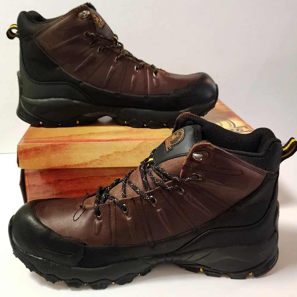 Elk Woods Predator Men's Leather Ankle Work Waterproof Oil-Resistant Boots Brown